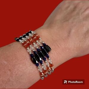 5/$25 Red White and Blue Magnetic Beaded Wrap Bracelet